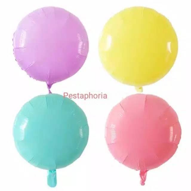 Balon Foil Hati / Love, Star / Bintang, Bulat / Round Macaron Size 45 cm