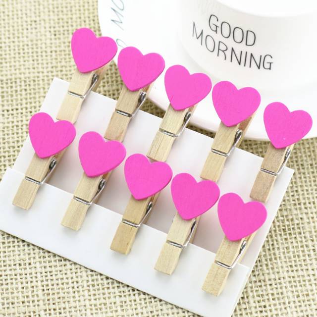 Wooden Clip Set Love 3,5 cm / Penjepit Foto Kayu Hati / Jepitan Kayu / Wooden Peg
