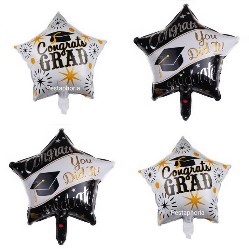 Balon Foil Graduation / Wisuda Congrats Grad Star Toga Size 45 cm
