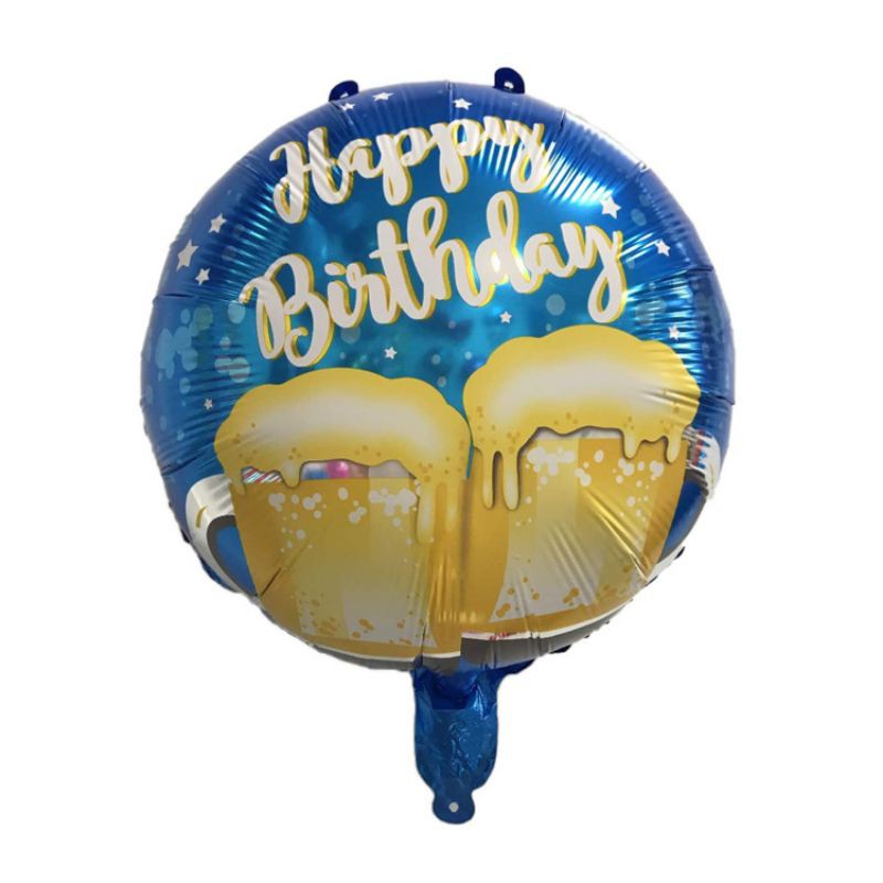 Balon Foil HBD Bulat Happy Birthdaay Cheers Size 45 cm