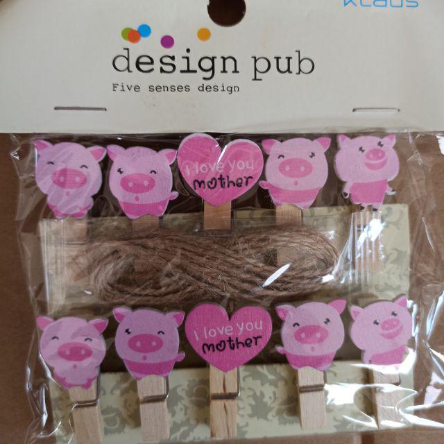 Wooden Clip Set Character / Penjepit Foto Kayu Karakter Kartun / Jepitan Kayu