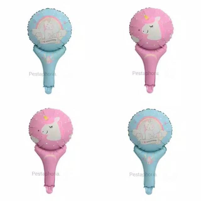 Balon Foil Pentung / Tongkat / Tenis Unicorn Bulat