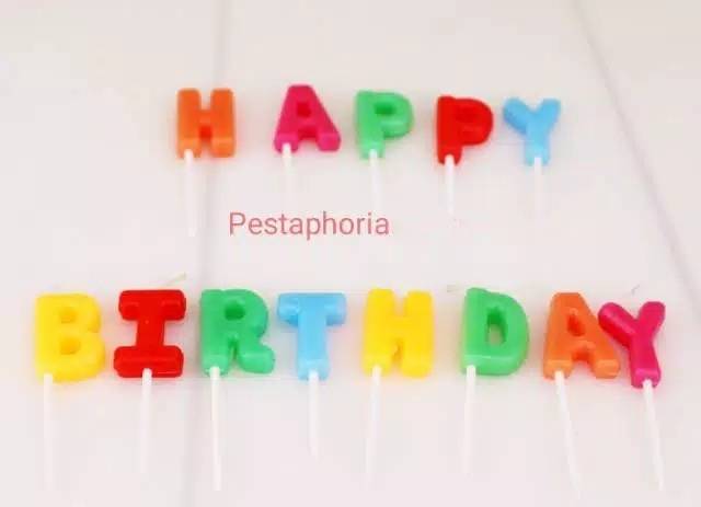 Lilin Ulang Tahun / Happy Birthday Candles Warna Warni Polkadot, Stripe, Polos