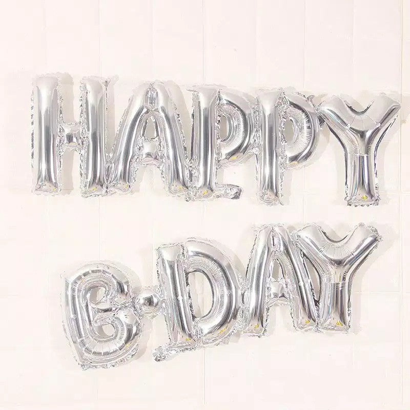 Balon Foil Happy Bday Sambung Gold / Silver