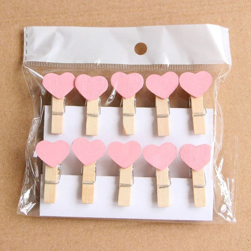 Wooden Clip Set Love 3,5 cm / Penjepit Foto Kayu Hati / Jepitan Kayu / Wooden Peg