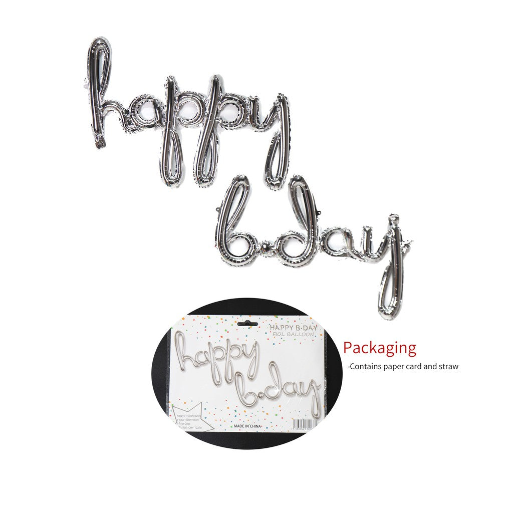 Balon Foil happy bday Set Latin Kecil Warna Gold, Silver, Rose Gold, Biru Tua,Pink Tua