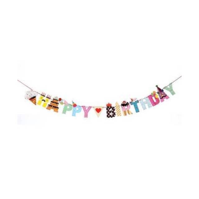 Bunting Flags / Banner Happy Birthday Motif Huruf Karakter