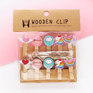 Wooden Clip Set Character / Penjepit Foto Kayu Karakter Kartun / Jepitan Kayu