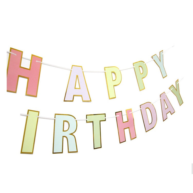 Bunting Flags / Banner Happy Birthday HBD Huruf Besar Macaron