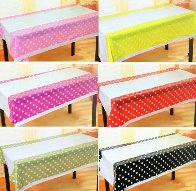 Taplak Meja Plastik Polkadot / Plastic Table Cover Polkadot