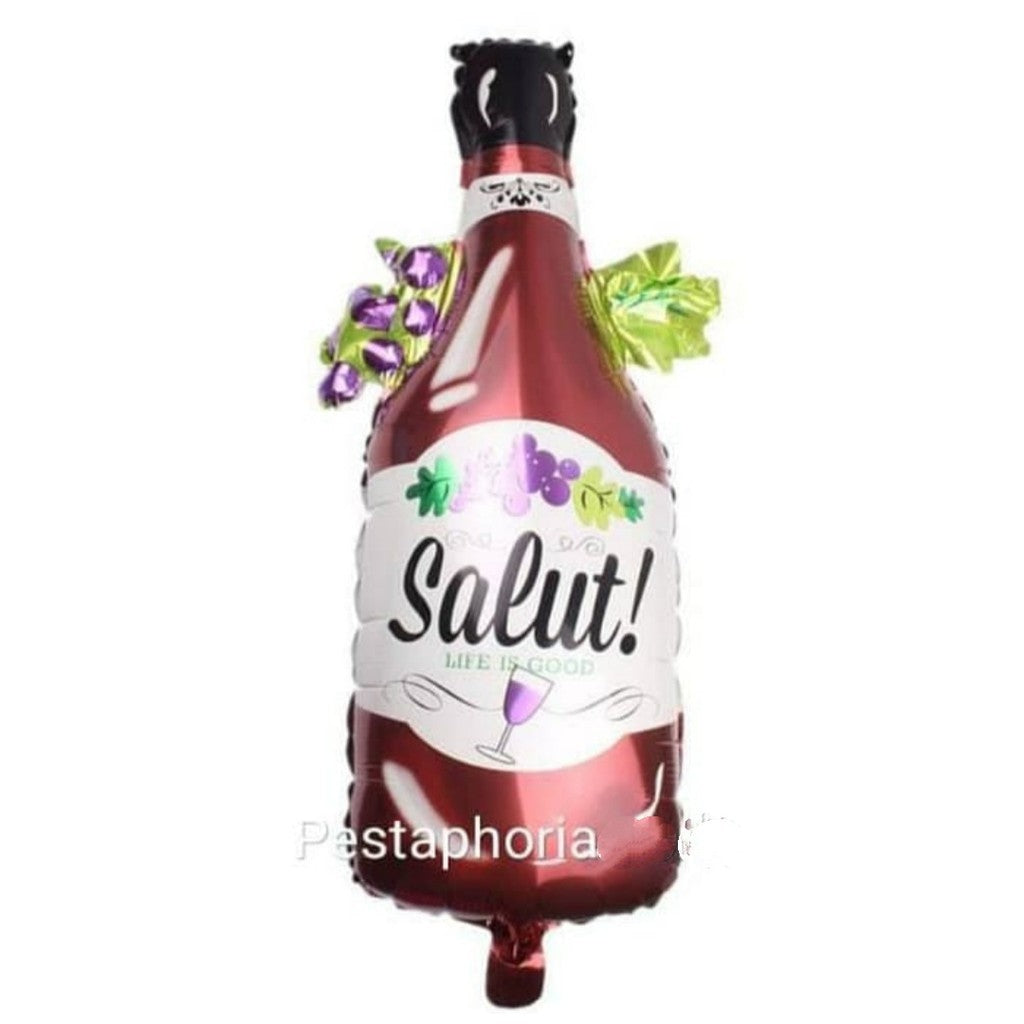 Balon Foil Bottle / Botol & Glass Champagne Jumbo / Lets Party / Cheers / Glitter Gold / Celebrate