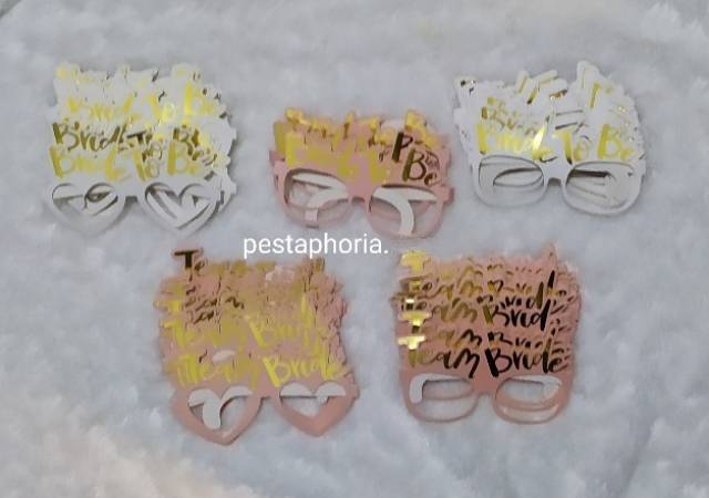 Kacamata Kertas Hot Print u/ Photo Props Bridal Shower Tulisan Bride To Be / Team Bride