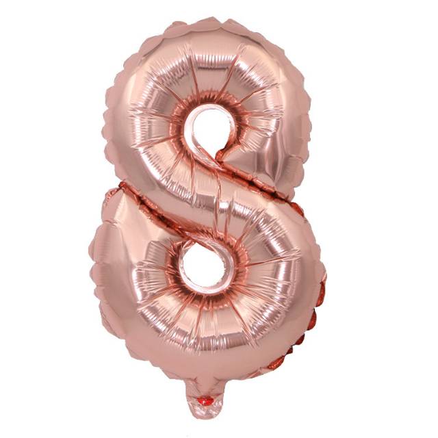 Balon Foil Angka Jumbo Size 80 cm Warna Rose Gold
