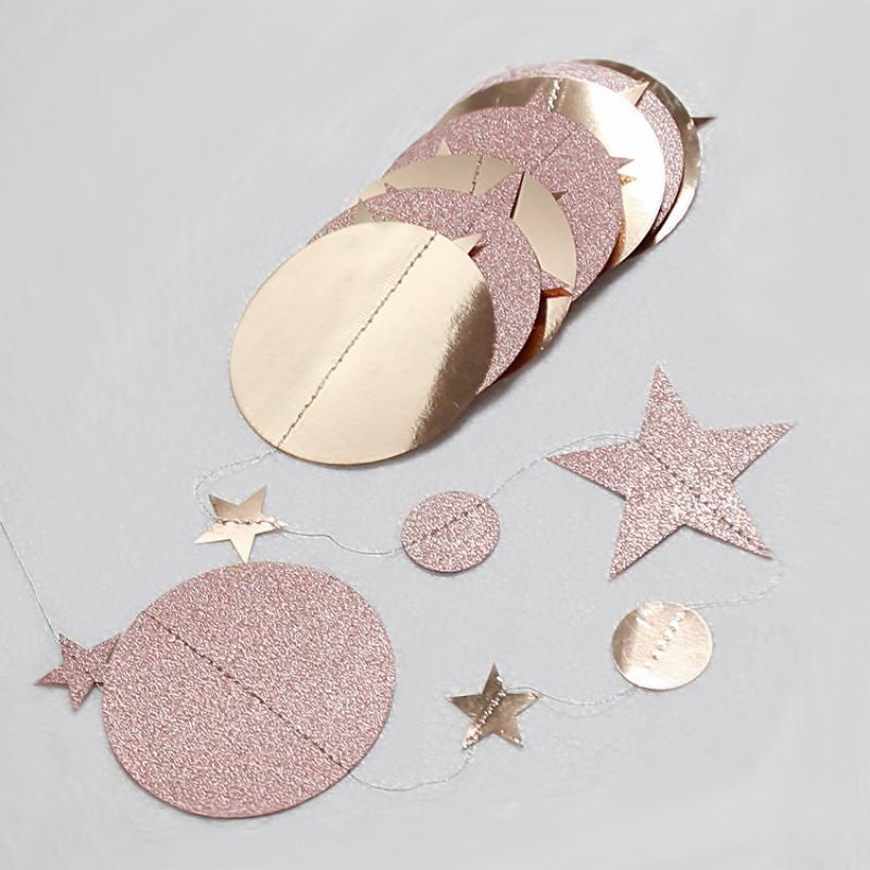 Star mix Round 2 warna Party Garland Metalik 4 meter