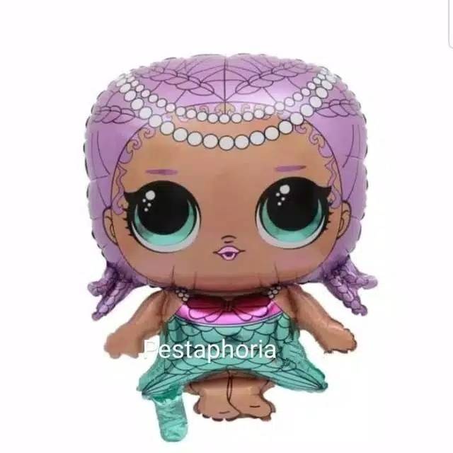 Balon Foil LOL Surprise Doll Diva, Mermaid,Unicorn, Student, White Skirt Jumbo Size 83 cm