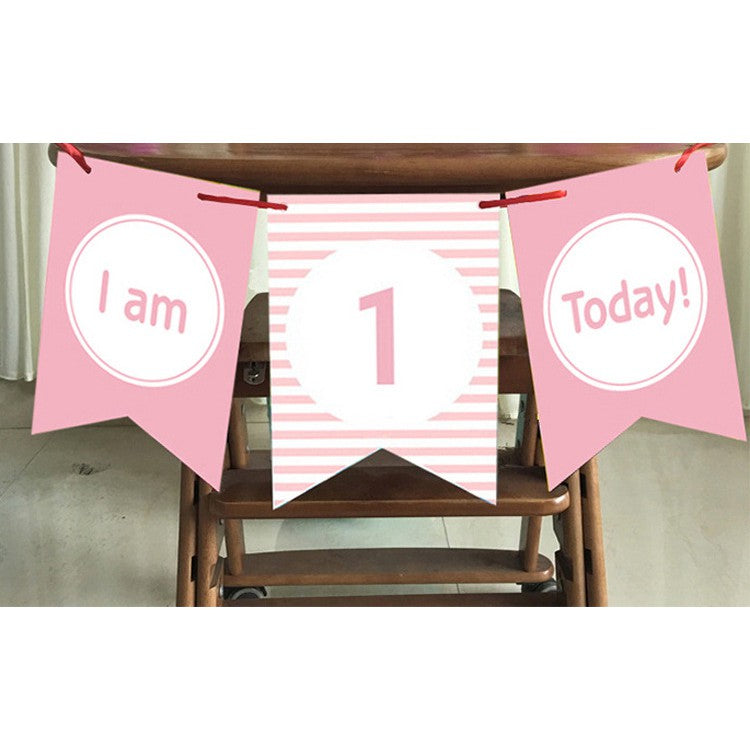 Bunting Banner / Flag I am 1 One Today Pink