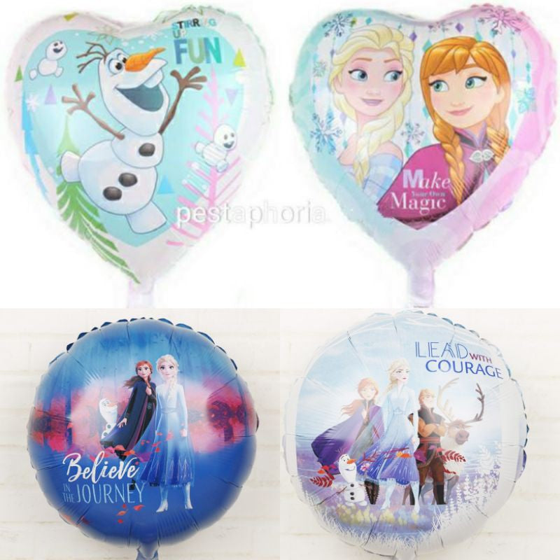 Balon Foil Happy Birthday Frozen / Elsa Olaf Anna Double Side Bulat
Size 45