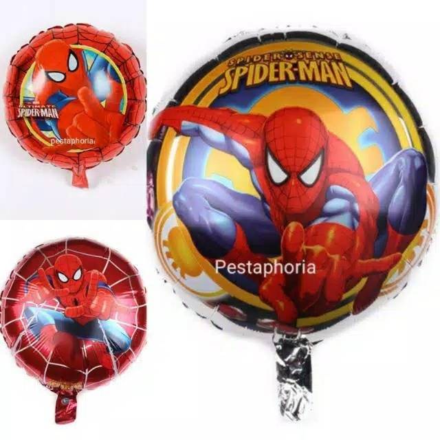 Balon Foil Spiderman Bulat Size 45 cm