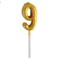 Lilin Angka Ulang Tahun Ultah / Birthday Numeric Candle / Birthday Number Candle Warna Gold Metalik