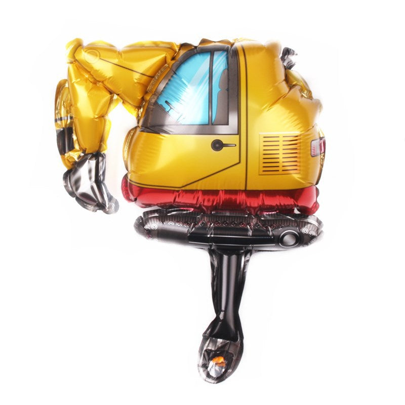 1 Set isi 4 Balon Foil Construction Forklift, Crane, Excavator, Mixer Truck Size Mini