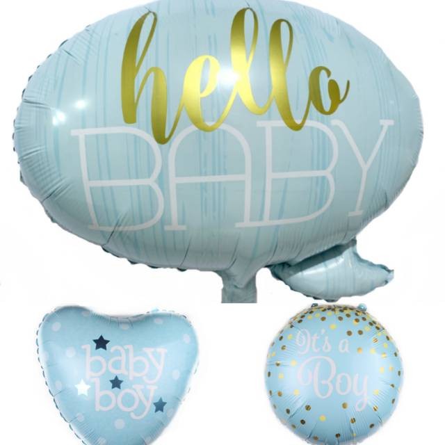 Set Balon Foil Baby Shower Hello Baby It's A Girl / It's A Boy / Baby Boy/ Baby Girl Pastel