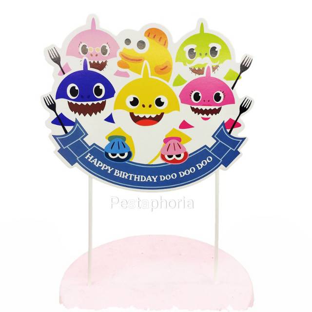 Cake Topper HBD Happy Birthday / Hiasan Kue Ulang Tahun Baby Shark