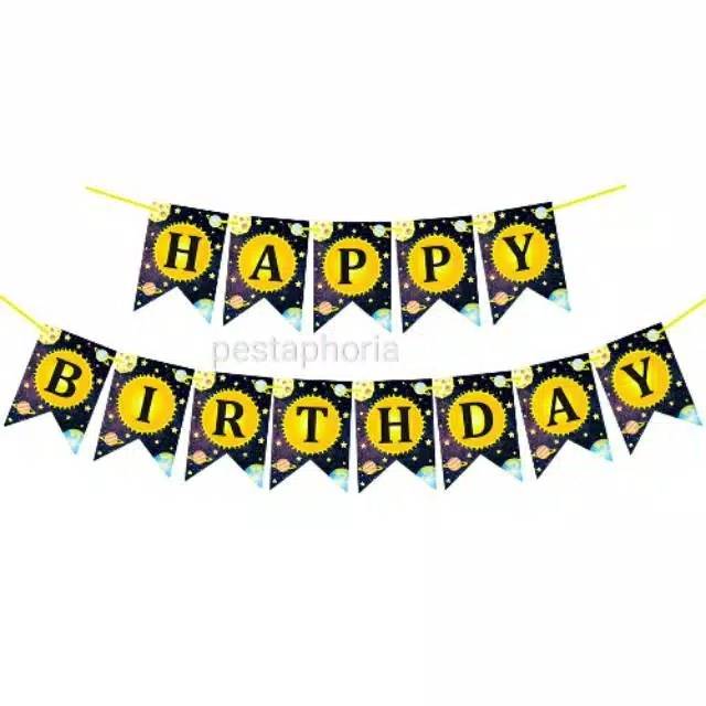 Bunting Flag / Banner Happy Birthday HBD Planet