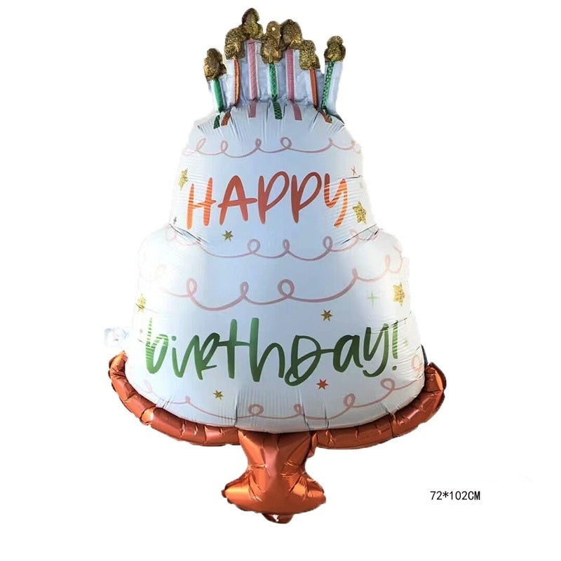 Balon Foil Happy Birthday Cake Lilin / Gift Stacker Jumbo / Bulat Make A Wish / Triple Balon Sambung