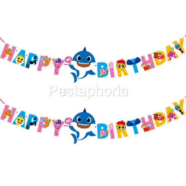 Bunting Flag / Banner HBD Happy Birthday Baby Shark