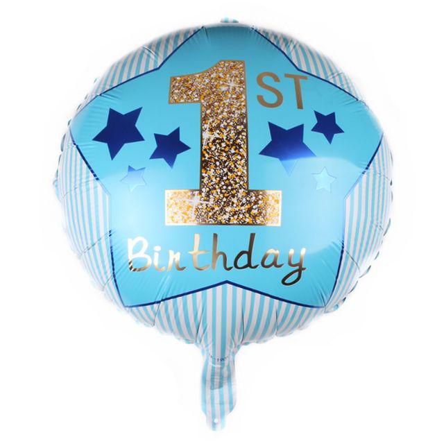 Balon Foil Bulat 1st Birthday Blue / Pink Size 45 cm