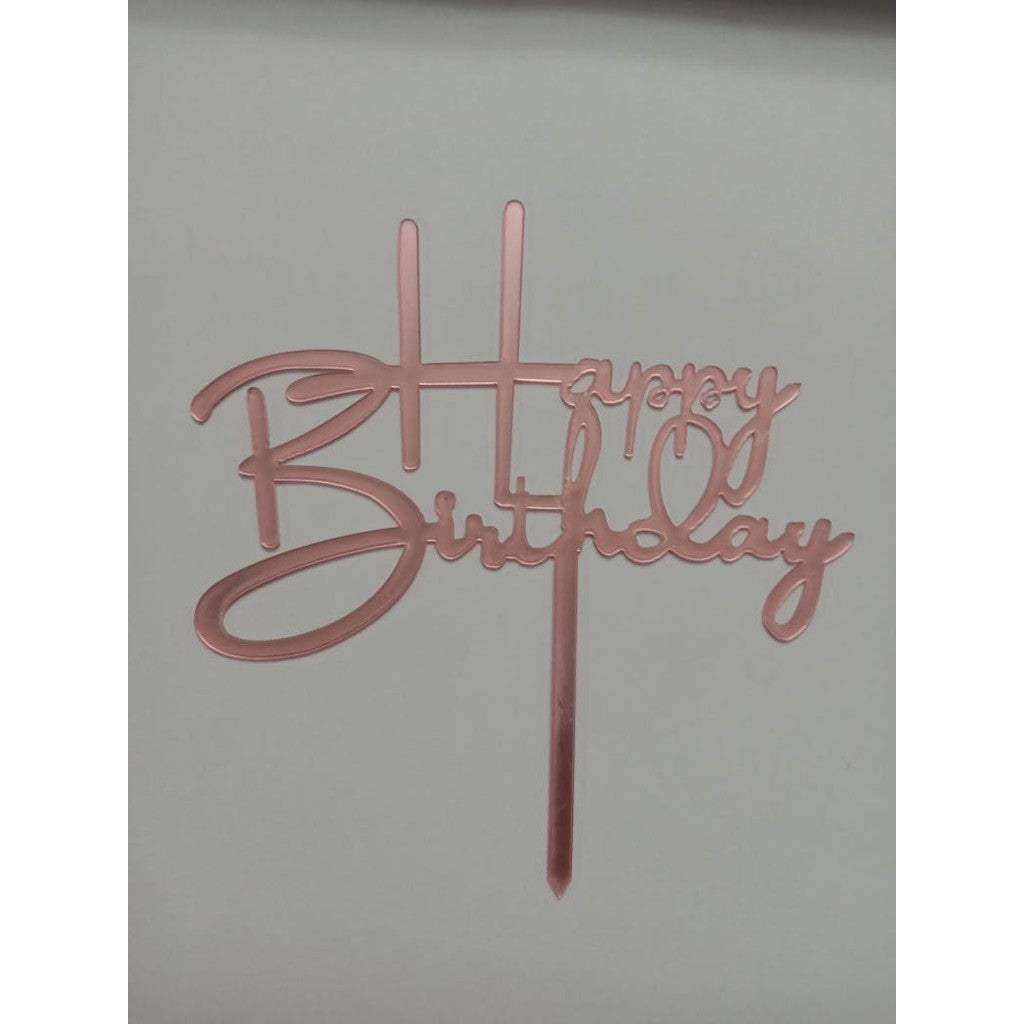 Cake Topper Acrylic / Topper Kue Akrilik Happy Birthday Sweet Seventeen Rose Gold