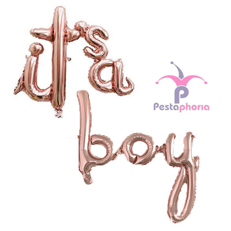 Balon Foil Huruf Latin kecil its a boy / its a girl