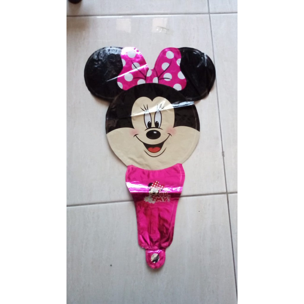 Balon Foil Pentung / Tongkat / Tenis / Handheld Hello Pepa Pig,Daisy Duck,Minnie Pink