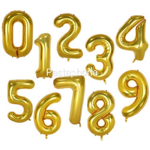 Balon Foil Angka Jumbo Warna Gold Size 100 cm / 40 inch