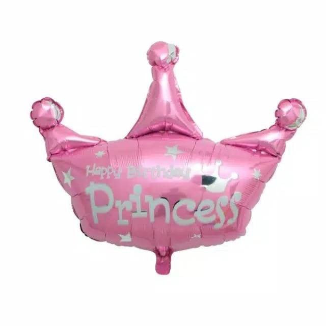Balon Foil Happy Birthday Princess Crown / Mahkota Pink / Purple Size Jumbo 85 cm
