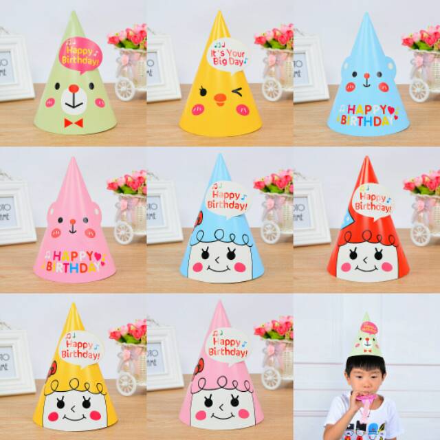 Korean Cute Party Hat/ Topi Pesta Ulang Tahun Lucu Bear, Chick, Girl