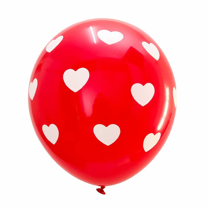 10 pcs Balon Latex / Lateks Heart Polka Merah Putih Size 12 inch