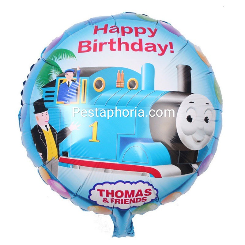 Balon Foil Bulat Thomas Tulisan Happy Birthday Size 45 cm