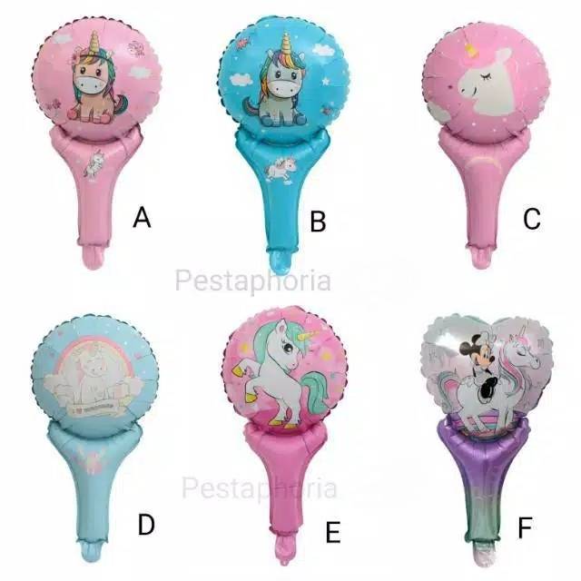 Balon Foil Pentung / Tongkat / Tenis Unicorn Bulat