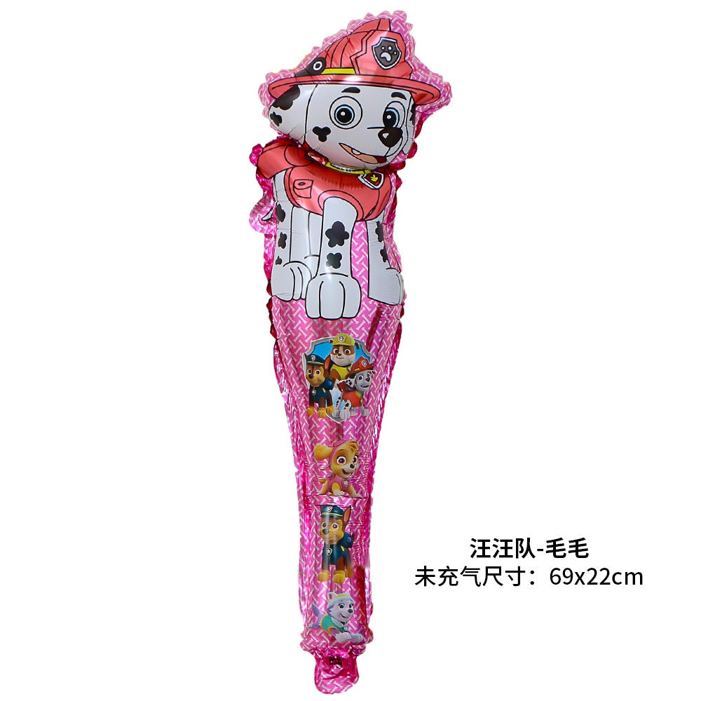 Balon Foil Pentung Panjang / Tongkat / Tenis / Handheld Doraemon, George, Peppa Pig, Marshall, Chase