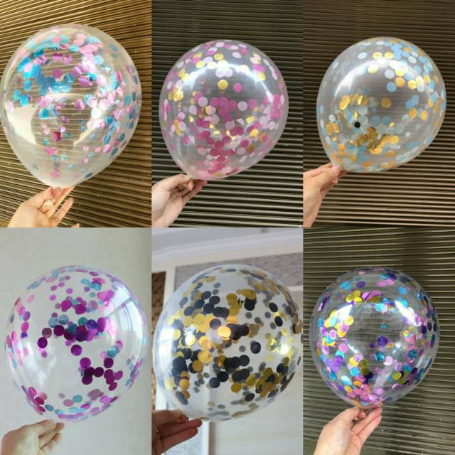 Balon Latex / Lateks Confetti 12 inch Mix Dua Warna