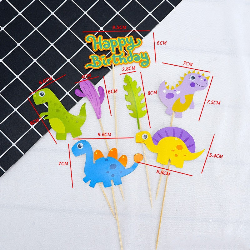 Cake Topper / Topper Kue HBD / Happy Birthday Dino / Dinosaur / Dinosaurus