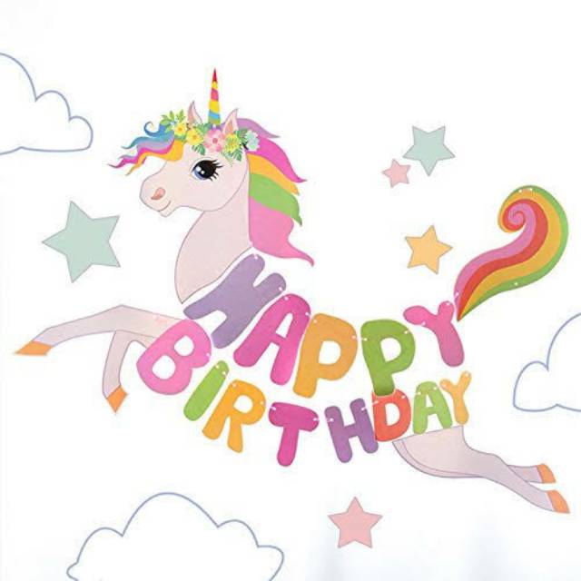 Bunting Flags / Banner Happy Birthday Unicorn