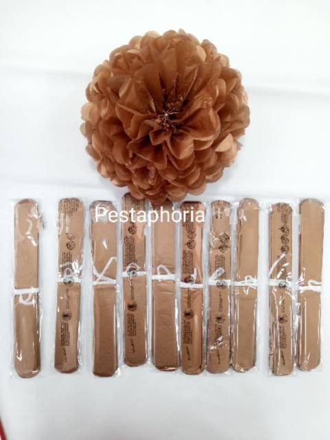 Pompom Paper 25 cm Gold Silver Rose Gold Metalik/Pompom Tissue/Pom Pom Flower/Pompom Kertas Dekorasi