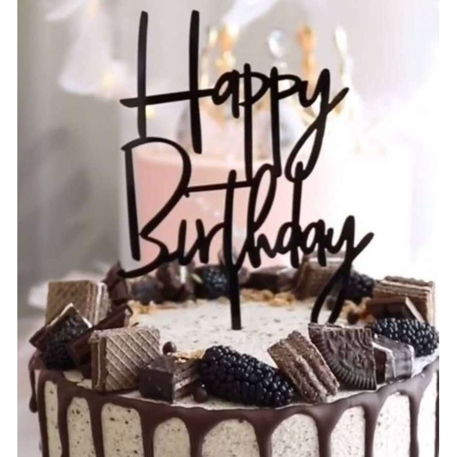 Cake Topper Acrylic / Topper Kue Akrilik Happy Birthday Sweet Seventeen Rose Gold