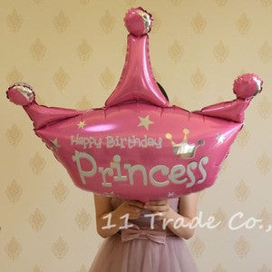 Balon Foil Happy Birthday Princess Crown / Mahkota Jumbo Size 103 x 93cm
