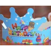 ( isi 10 pcs ) Party Hat / Topi Pesta Ulang Tahun / Ultah Motif Mahkota/Crown & Cake Lilin