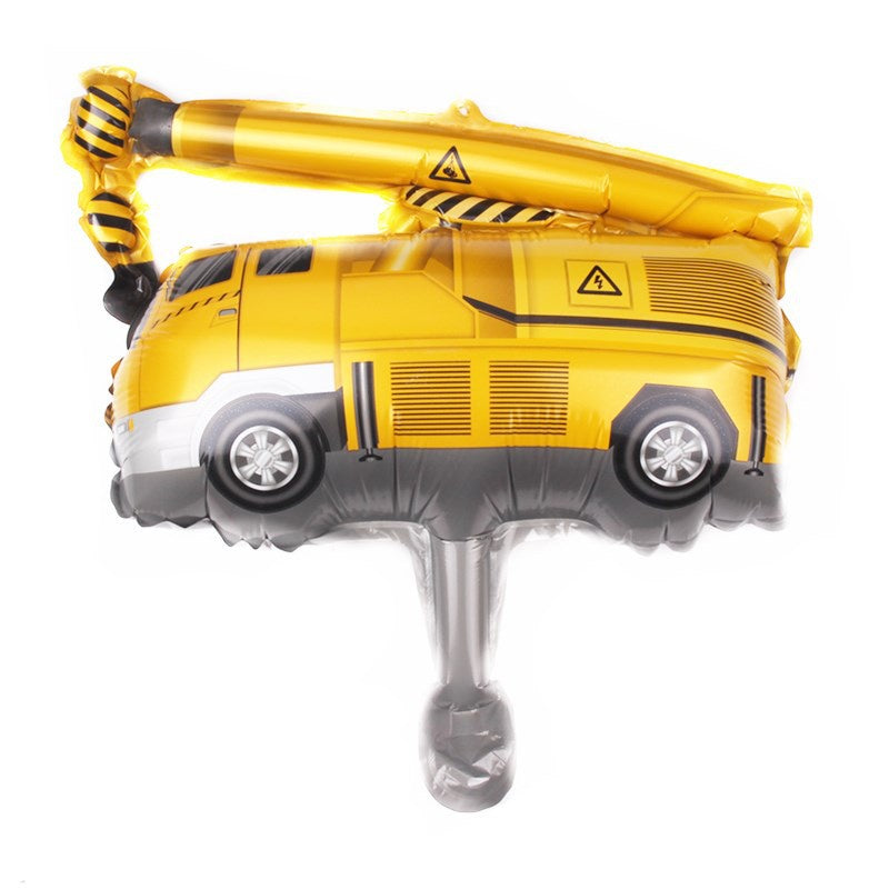 1 Set isi 4 Balon Foil Construction Forklift, Crane, Excavator, Mixer Truck Size Mini