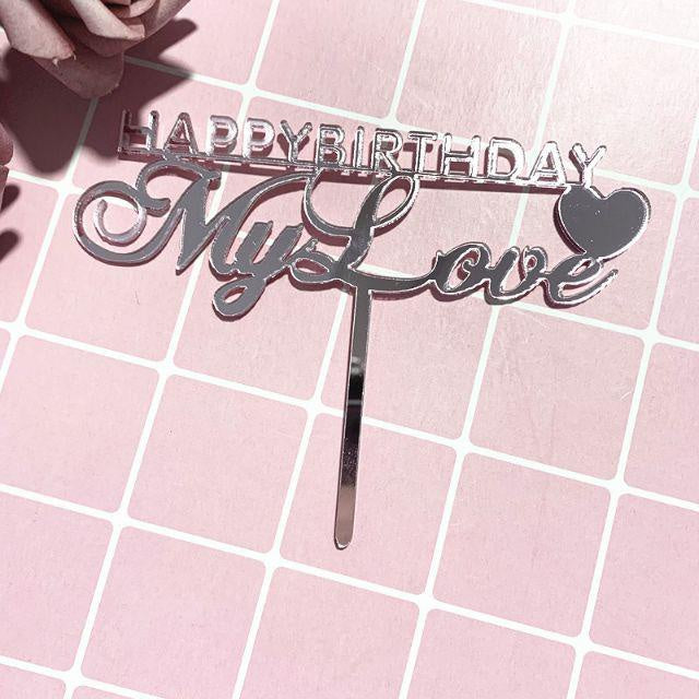 Cake Topper Acrylic / Topper Kue Akrilik Happy Birthday Sweet Seventeen Rose Gold