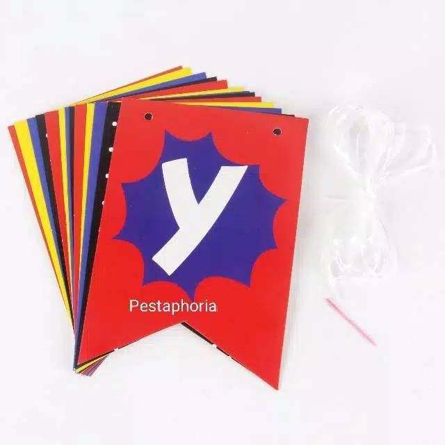 Bunting Flag / Banner Happy Birthday HBD Super Hero
